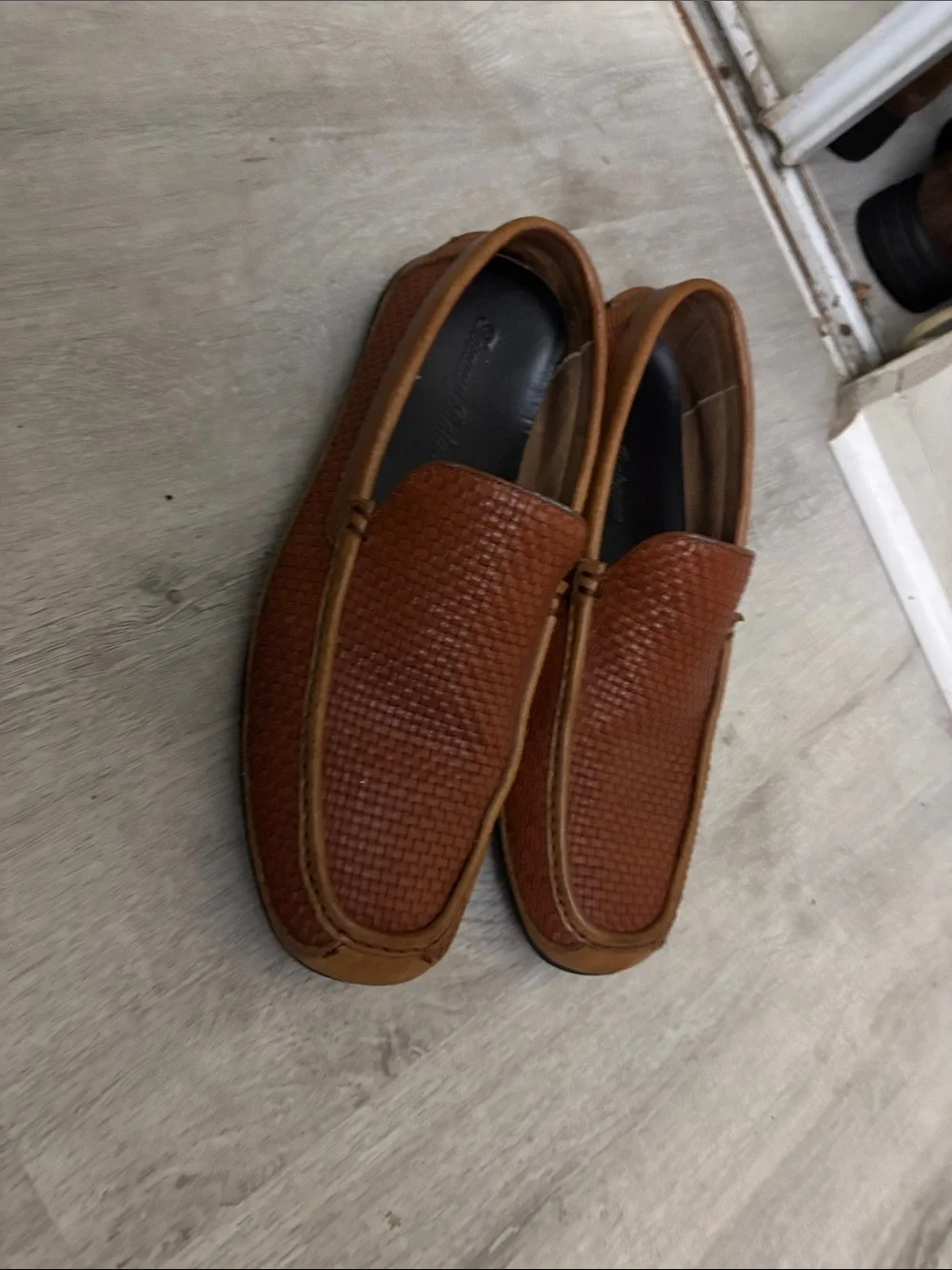 Tommy Bahama Men's Woven Leather Slip-On Loafers in Cognac